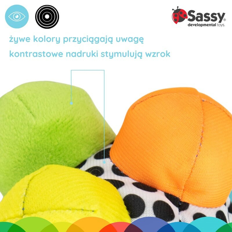 Zabawka do wózka, Piłka z wypustkami, 6 m+, Sassy - 3