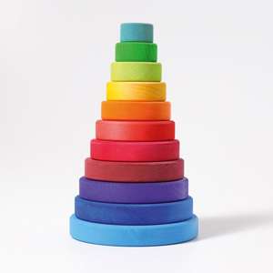 Grimm’s Wieża drewniana dla dzieci 10 krążków – wieża Montessori zabawka układanka Kolorowa 1+