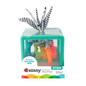 Sassy Manipulacyjna kostka sensoryczna Montessori – elastyczna kostka sorter z krążkami