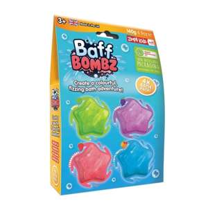 Zimpli Kids Musujące gwiazdki do zabawy zmieniające kolor wody Baff Bombz 4 szt. 3+