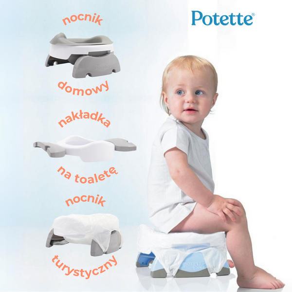 2w1 Potette: Nocnik dla dziecka i nakładka na toaletę, biało-niebieski, Potette