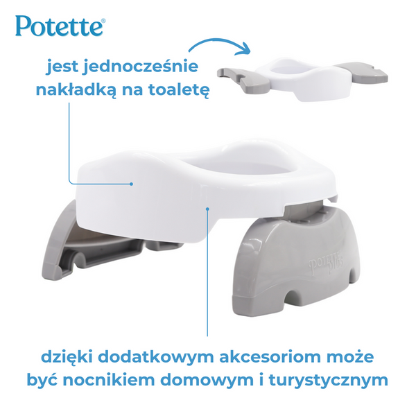 2w1 Potette: Nocnik dla dziecka i nakładka na toaletę, biało-szary, Potette