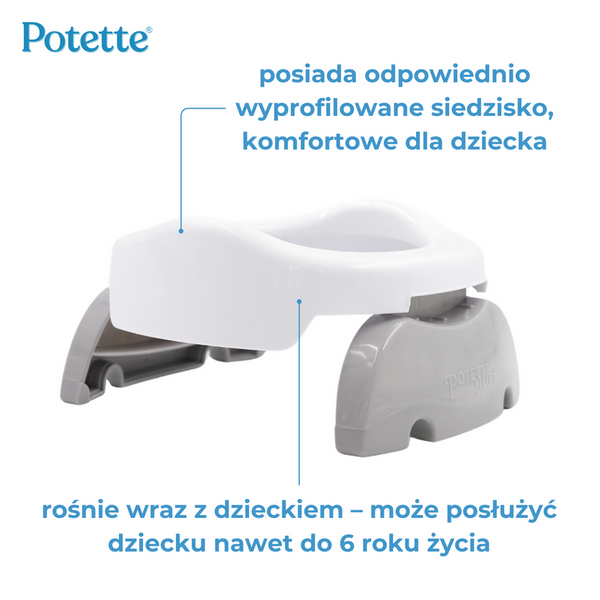 2w1 Potette: Nocnik dla dziecka i nakładka na toaletę, biało-szary, Potette