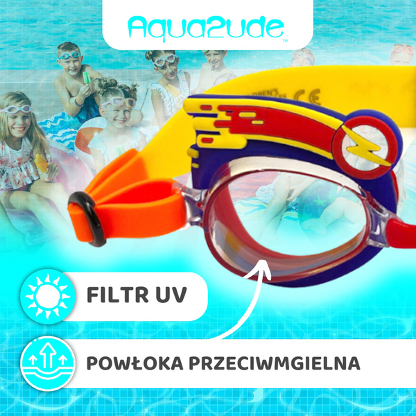 Aqua2ude Okulary do pływania dla dzieci nieparujące – okularki pływackie na basen Błyskawica 3+