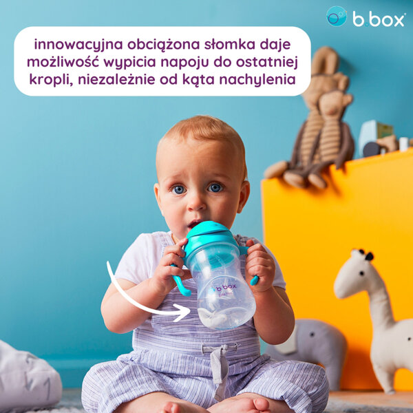 B.box bidon dla dzieci - kubek niekapek ze słomką 240 ml lazurowy