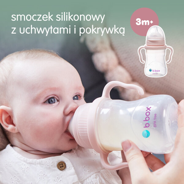 B.box kubek do nauki picia dla dziecka - zestaw 4w1 240 ml różowy