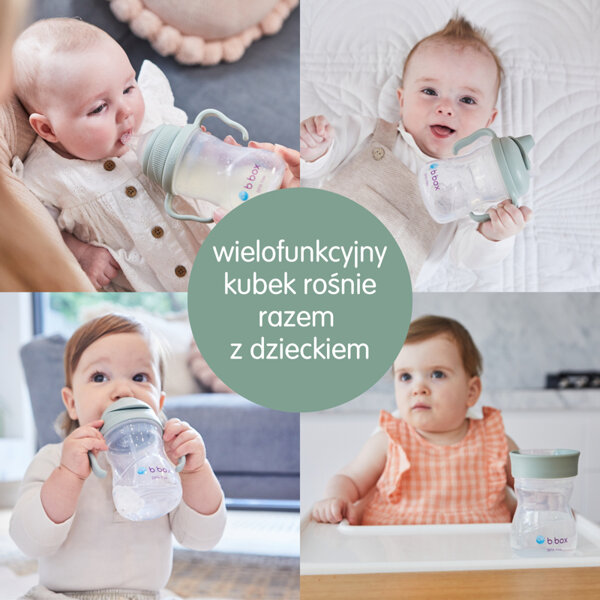 B.box kubek do nauki picia dla dziecka - zestaw 4w1 240 ml szałwiowy