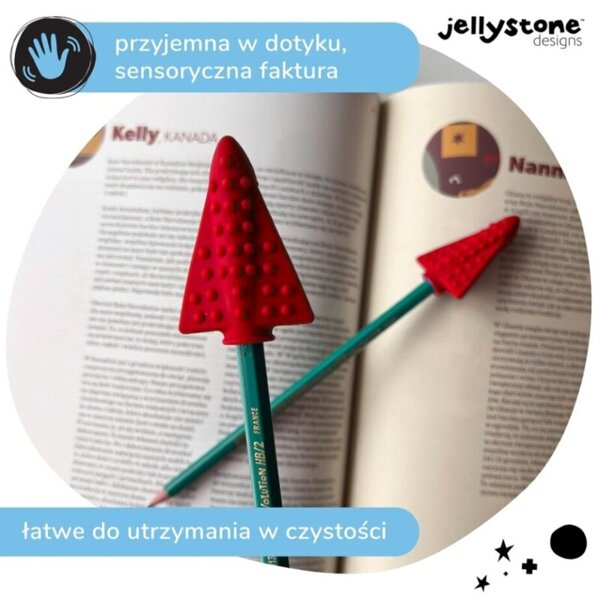 Nakładki antystresowe na ołówek 2 szt. czerwony Jellystone Designs