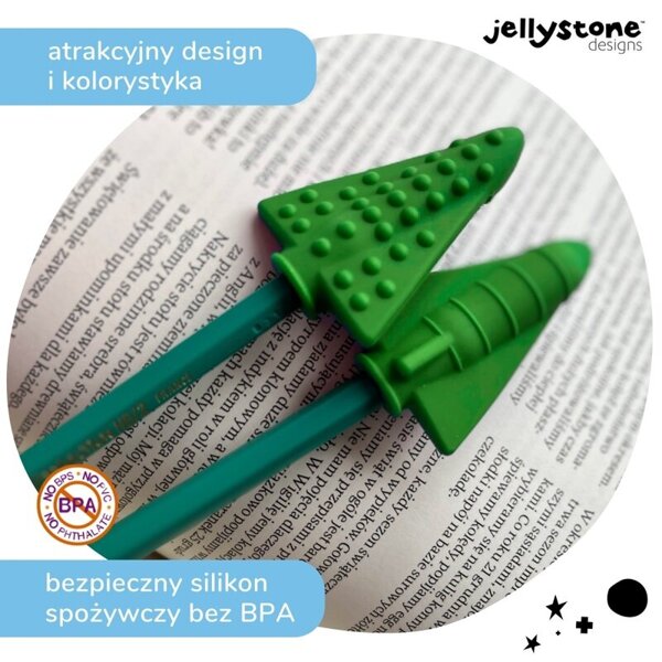 Nakładki antystresowe na ołówek 2 szt. zielony Jellystone Designs