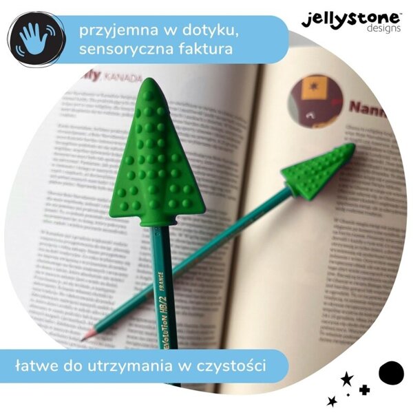 Nakładki antystresowe na ołówek 2 szt. zielony Jellystone Designs