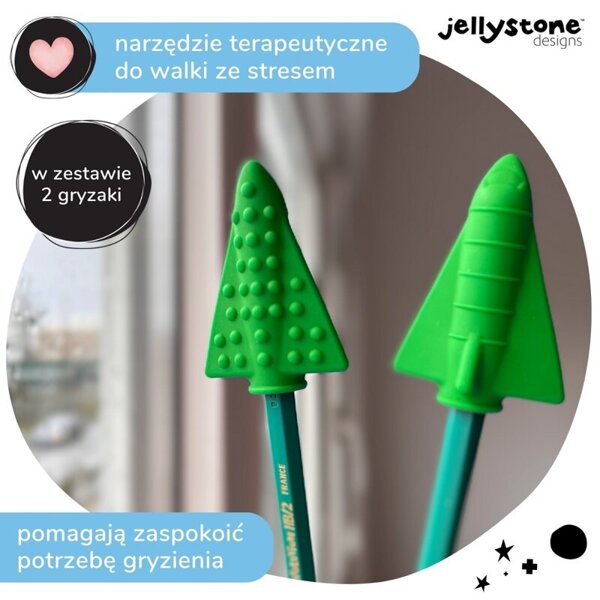 Nakładki antystresowe na ołówek 2 szt. zielony Jellystone Designs