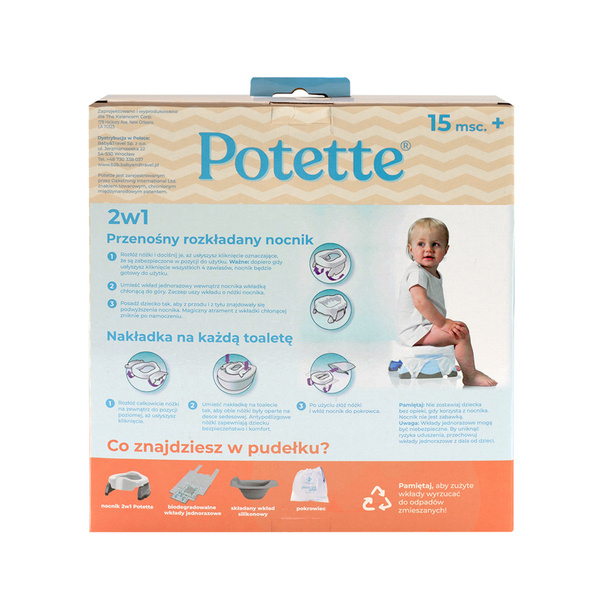 Nocnik Potette: Zestaw wielofunkcyjny z akcesoriami, różowo-biały, Potette 