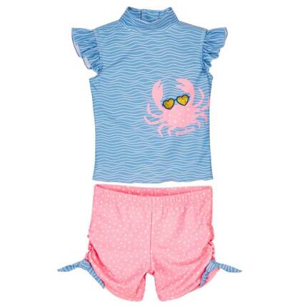 Playshoes Strój kąpielowy z filtrem UV dla dzieci – strój kąpielowy dwuczęściowy dla dziewczynki Krab rozmiar 110/116