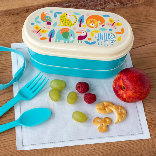 Rex London Lunchbox Bento ze sztućcami, Dzikie Zwierzęta