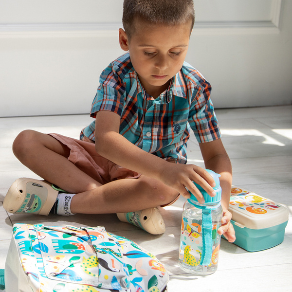 Rex London Zestaw śniadaniowy do szkoły lunchbox i bidon ze słomką 500 ml Dzikie zwierzęta