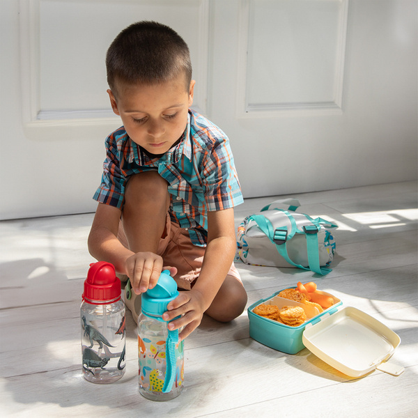 Rex London Zestaw śniadaniowy do szkoły lunchbox i bidon ze słomką 500 ml Dzikie zwierzęta