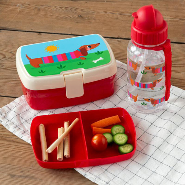 Rex London Zestaw śniadaniowy do szkoły lunchbox i bidon ze słomką 500 ml Jamniki