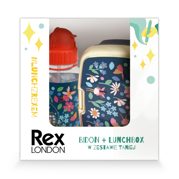 Rex London Zestaw śniadaniowy do szkoły lunchbox i bidon ze słomką 500 ml Wróżki