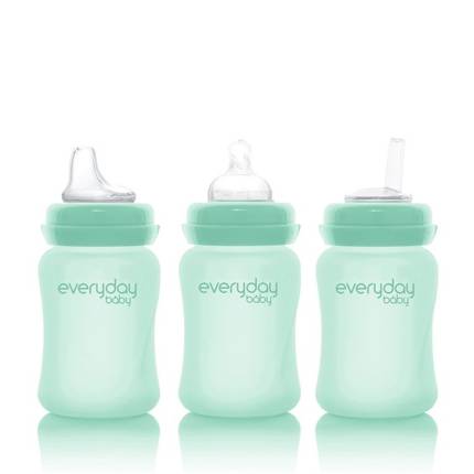 Szklana butelka ze smoczkiem S,150 ml, miętowa, Everyday Baby