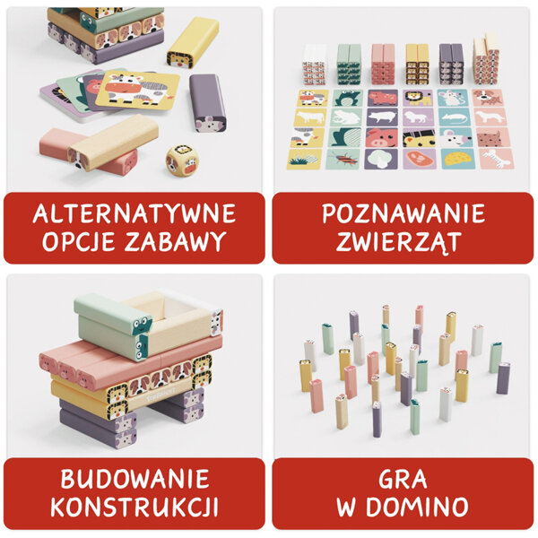 TOPBRIGHT Jakie to zwierzę? Drewniana wieża z klocków – strategiczna gra zręcznościowa 36 mies. +, OUTLET