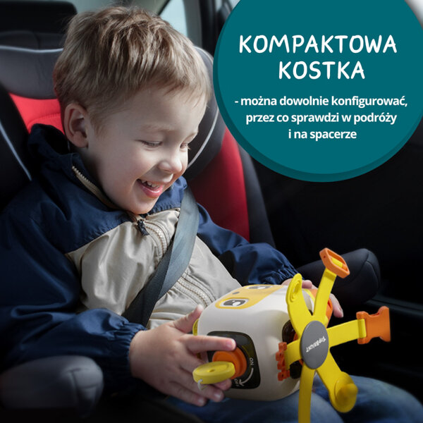 TOPBRIGHT Tablica manipulacyjna Montessori dla dzieci - z kostką i doczepianymi elementami 12 mies.+