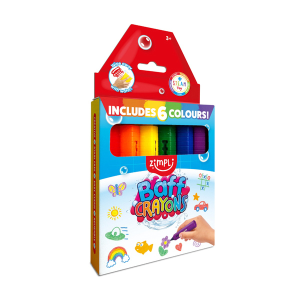 Zimpli Kids Kredki do kąpieli dla dzieci – malowanie wanny 6 kolorów Baff Crayons 3+