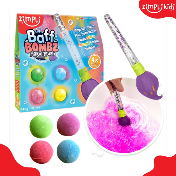 Zimpli Kids Kule do zabawy do kąpieli dla dzieci zestaw 4 szt. z pędzlem Baff Bombz Magic Brush 3+