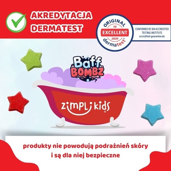 Zimpli Kids Musujące gwiazdki do zabawy zmieniające kolor wody Baff Bombz 4 szt. 3+