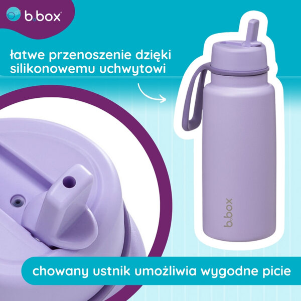 b.box Butelka termiczna ze składanym ustnikiem – termos ze stali nierdzewnej 1l Lilac Love