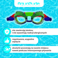 Aqua2ude Okulary do pływania dla dzieci nieparujące – okularki pływackie na basen Aligator 3+