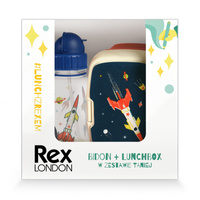 Rex London Zestaw śniadaniowy do szkoły lunchbox i bidon ze słomką 500 ml Kosmos