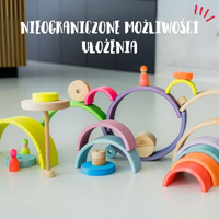 Tęcza Grimm’s 10 elementów Neon Green – drewniana tęcza Montessori dla dzieci 3+