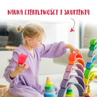 Tęcza Grimm’s 10 elementów Neon Pink – drewniana tęcza Montessori dla dzieci 3+