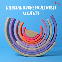 Tęcza Grimm’s 10 elementów Neon Pink – drewniana tęcza Montessori dla dzieci 3+