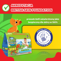 Zimpli Kids Magiczny proszek do wody zestaw do tworzenia gelli z figurkami i tacą Gelli Worlds Dino Pack 5 użyć  3+