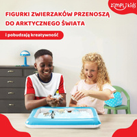 Zimpli Kids Sztuczny śnieg w proszku zestaw do tworzenia śniegu z figurkami zwierząt i nadmuchiwaną tacą Sno World Arctic Adventure 5 użyć 3+