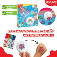 Zimpli Kids Zestaw do robienia tatuaży specjalnymi flamastrami w wodzie – studio zmywalnych tatuaży dla dzieci 8+